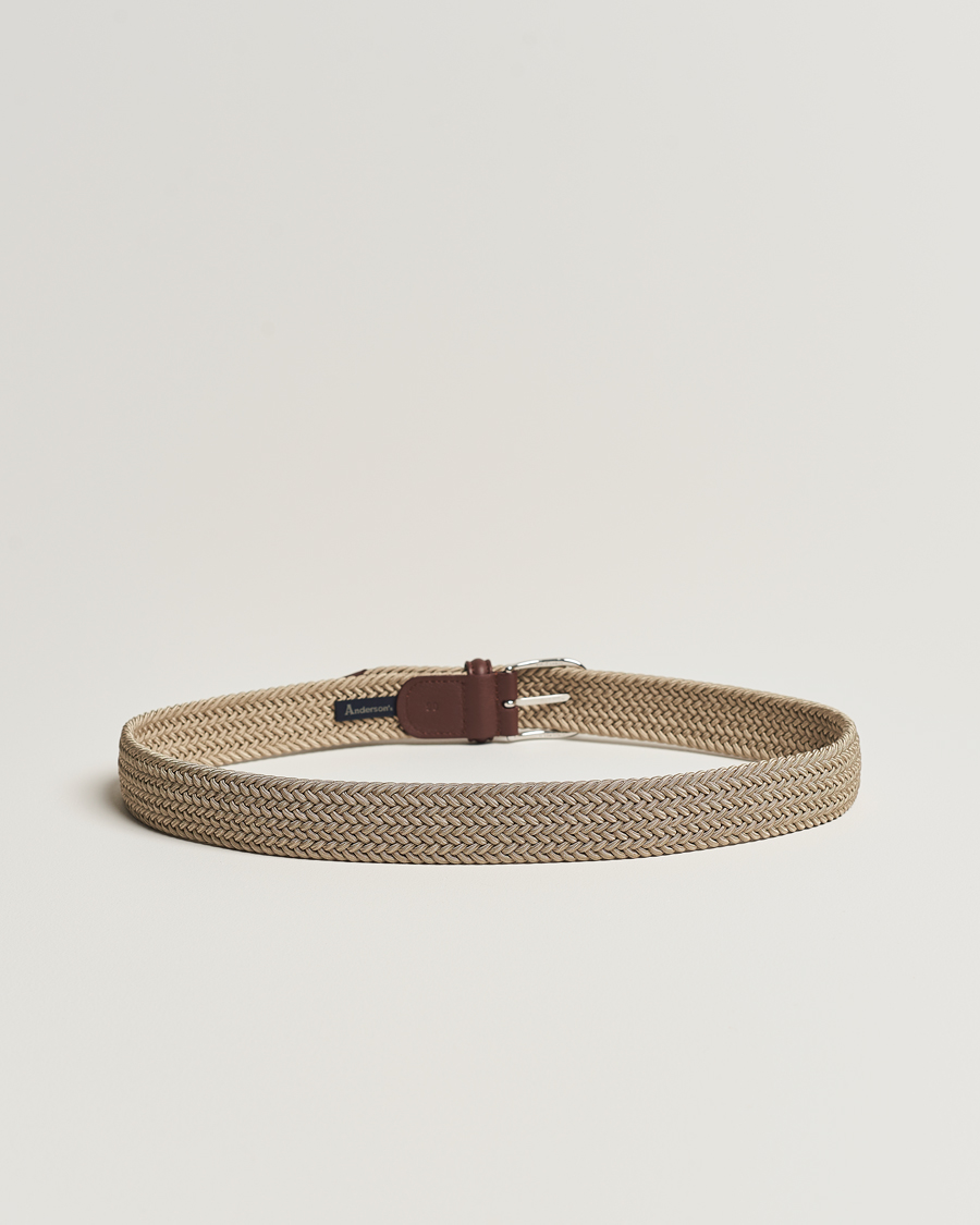 Homme | Ceintures | Anderson's | Stretch Woven 3,5 cm Belt Beige