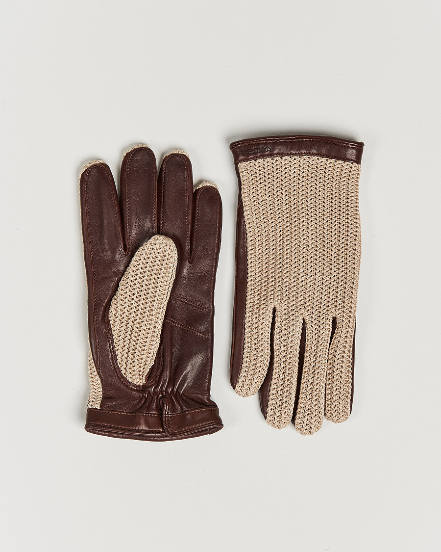 Homme | Gants | Hestra | Adam Crochet Wool Lined Glove Chestnut/Beige