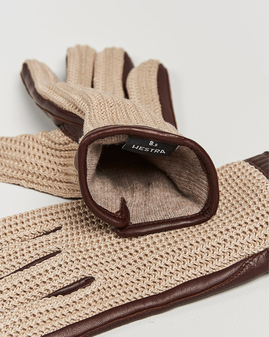 Homme | Accessoires chauds | Hestra | Adam Crochet Wool Lined Glove Chestnut/Beige