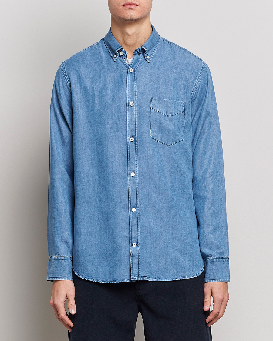 Homme | Chemises | NN07 | Levon Tencel Denim Shirt Light Blue