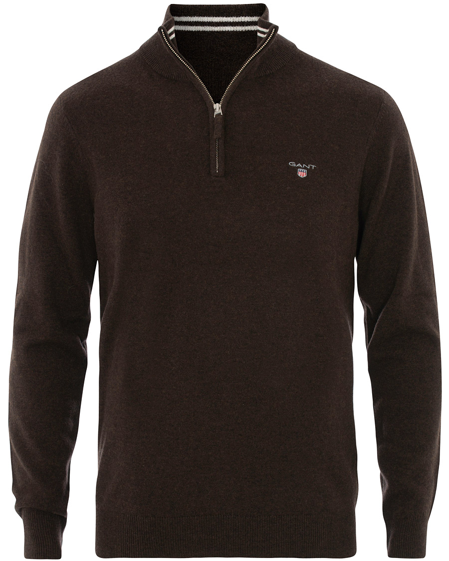 Homme | Pulls Et Tricots | GANT | Lambswool Half Zip Dark Brown