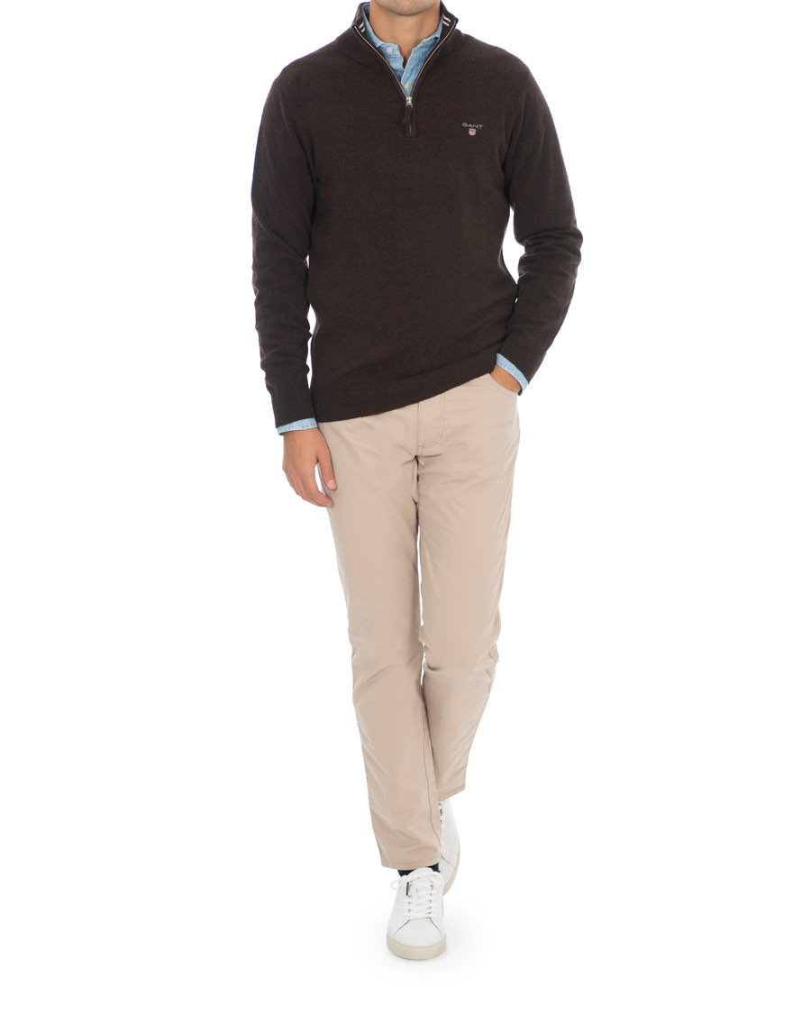 Homme | Pulls Et Tricots | GANT | Lambswool Half Zip Dark Brown