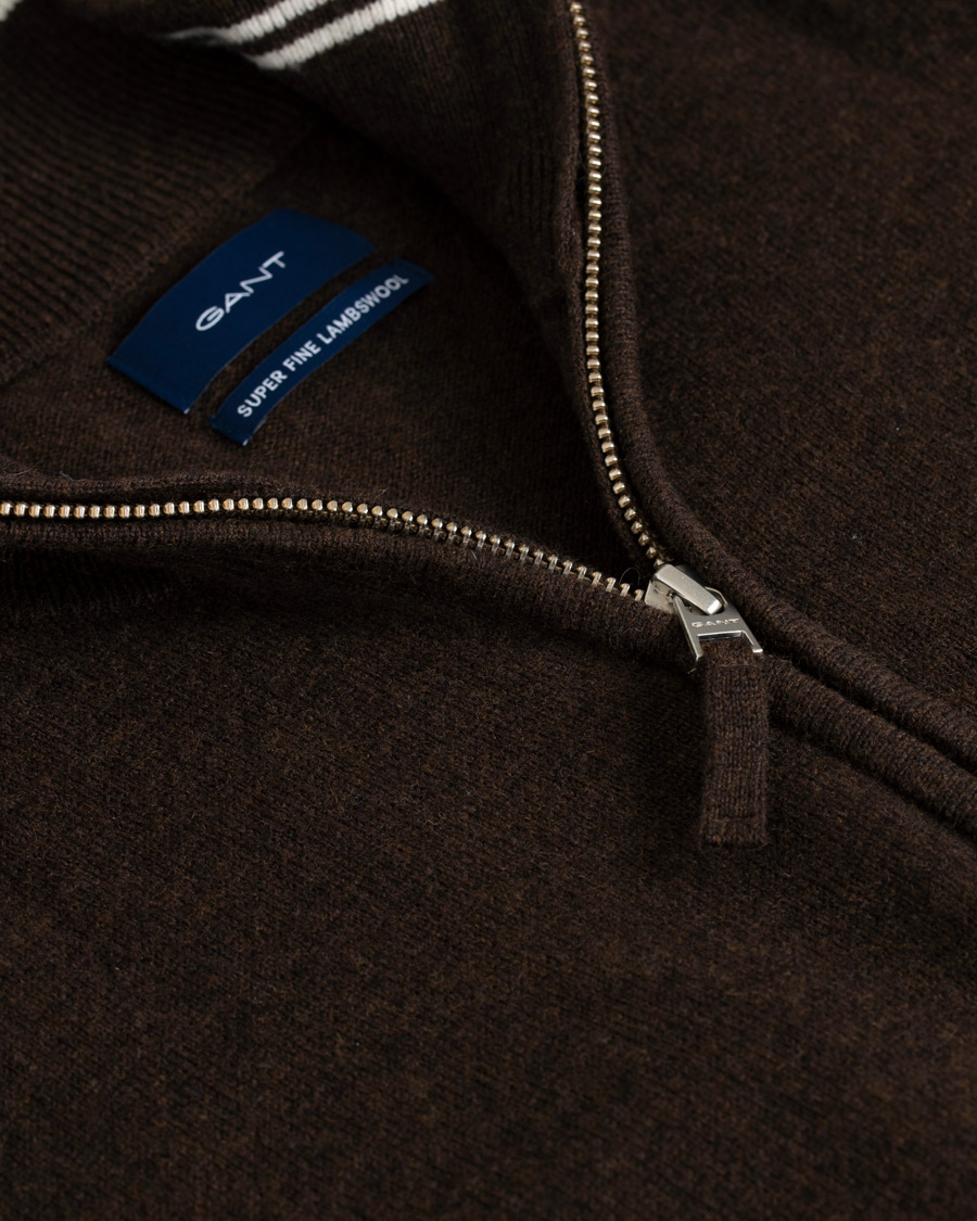 Homme | Pulls Et Tricots | GANT | Lambswool Half Zip Dark Brown