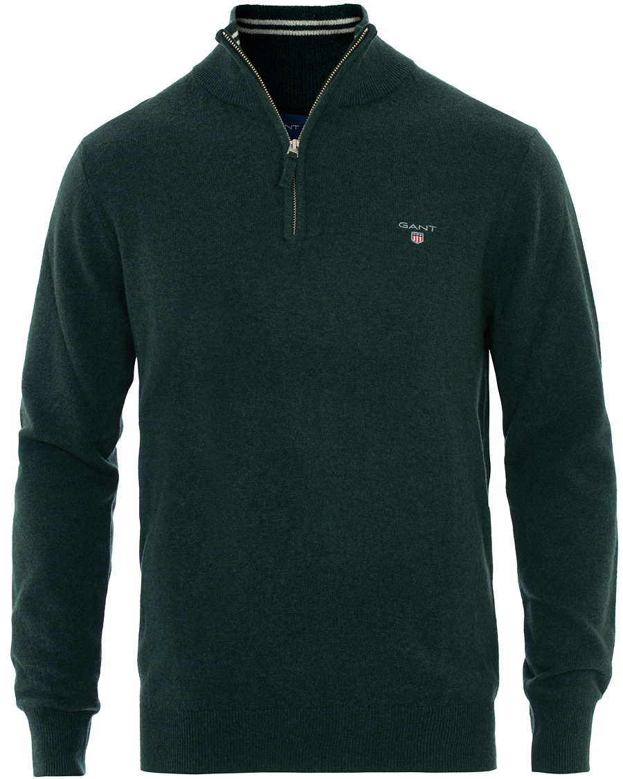 Homme | Pulls Et Tricots | Gant | Lambswool Half Zip Tartan Green