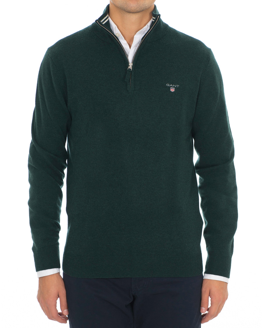 Homme | Pulls Et Tricots | Gant | Lambswool Half Zip Tartan Green