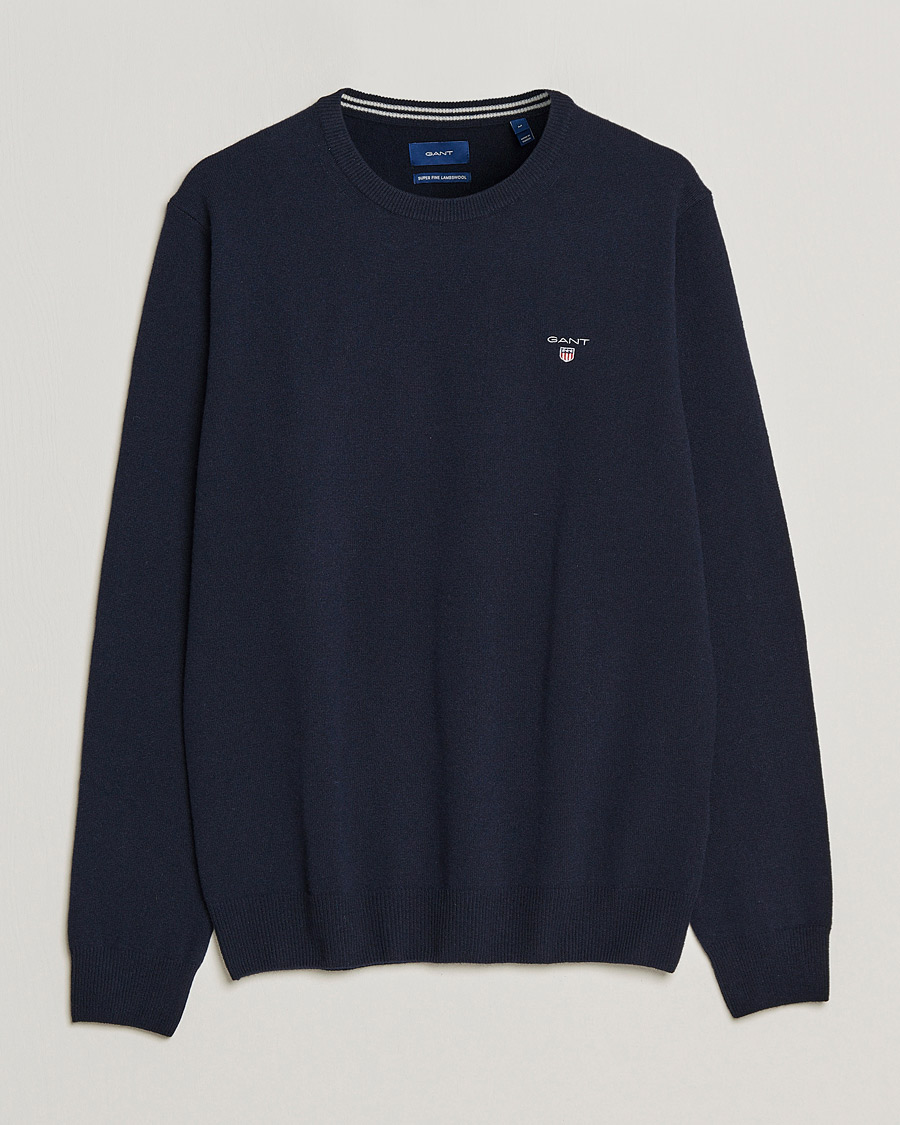 Homme | Pulls Et Tricots | GANT | Lambswool Crew Neck Pullover Marine