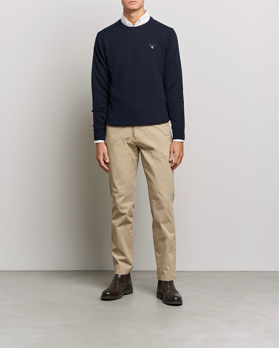 Homme | Pulls Et Tricots | GANT | Lambswool Crew Neck Pullover Marine