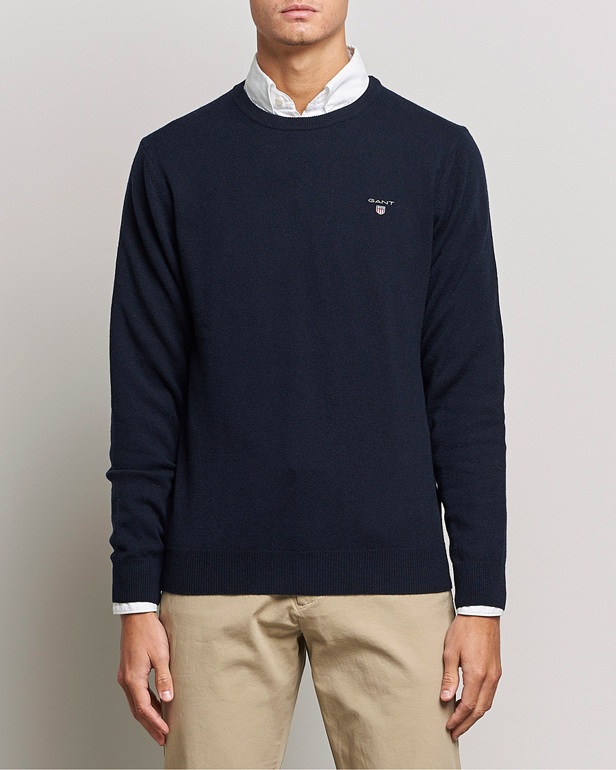 Homme | Pulls Et Tricots | GANT | Lambswool Crew Neck Pullover Marine