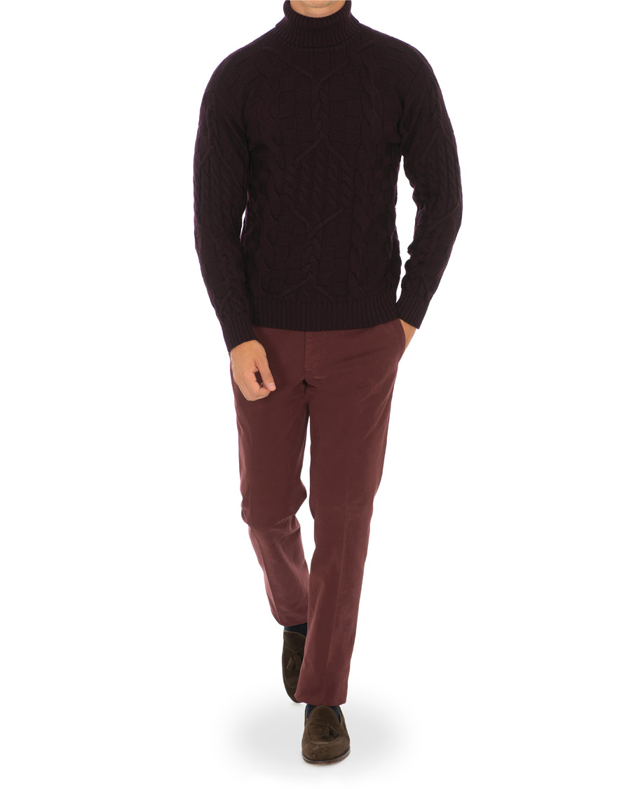 Homme | Pantalons | Incotex | Slim Fit Comfort Chino Burgundy