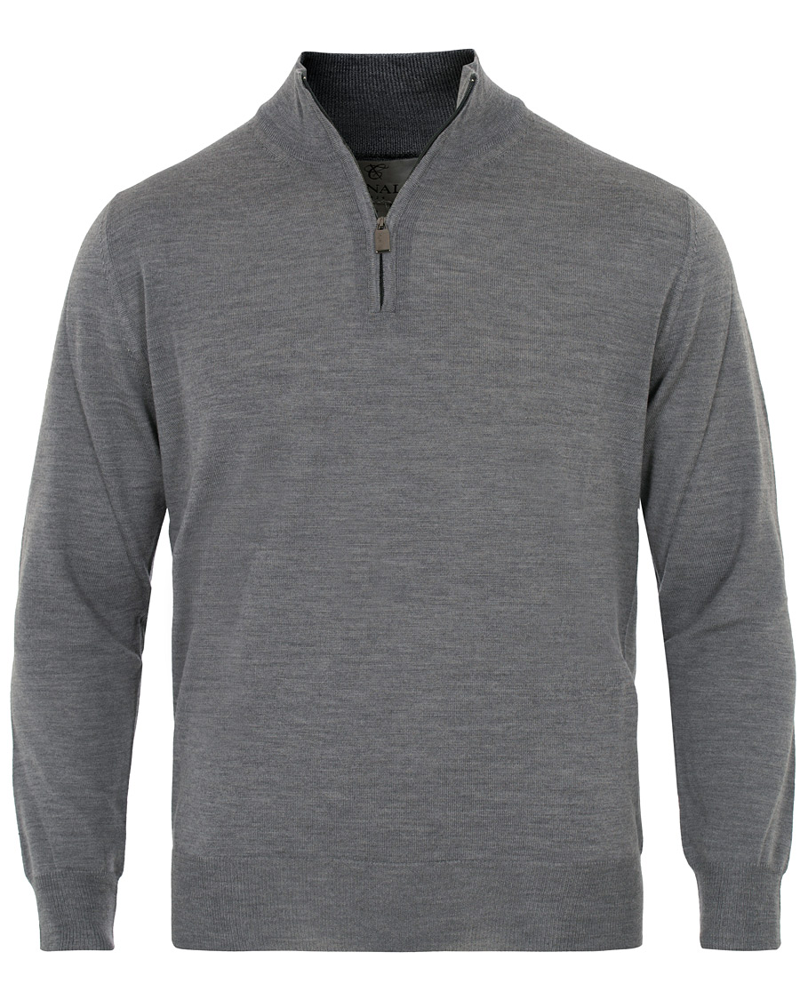 Homme | Pulls Et Tricots | Canali | Merino Wool Half Zip Sweater Grey Melange