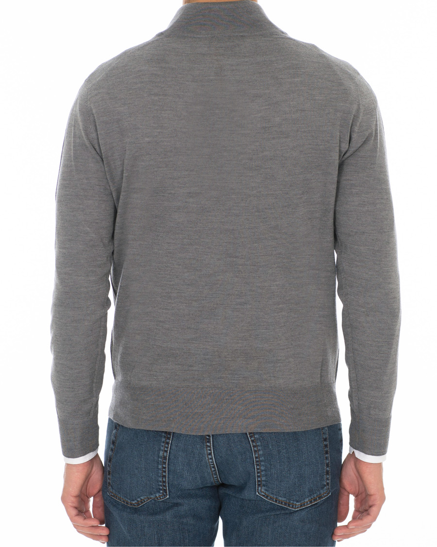 Homme | Pulls Et Tricots | Canali | Merino Wool Half Zip Sweater Grey Melange