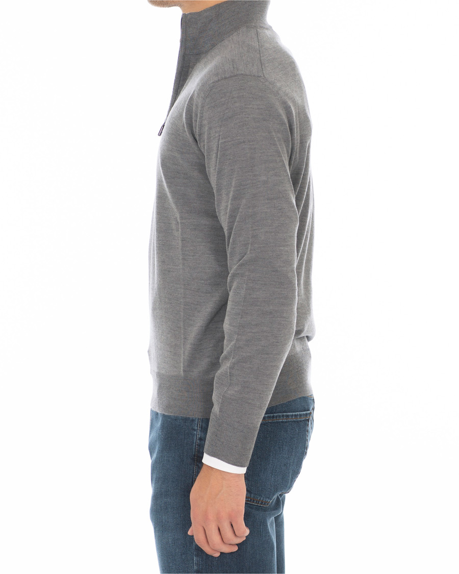 Homme | Pulls Et Tricots | Canali | Merino Wool Half Zip Sweater Grey Melange