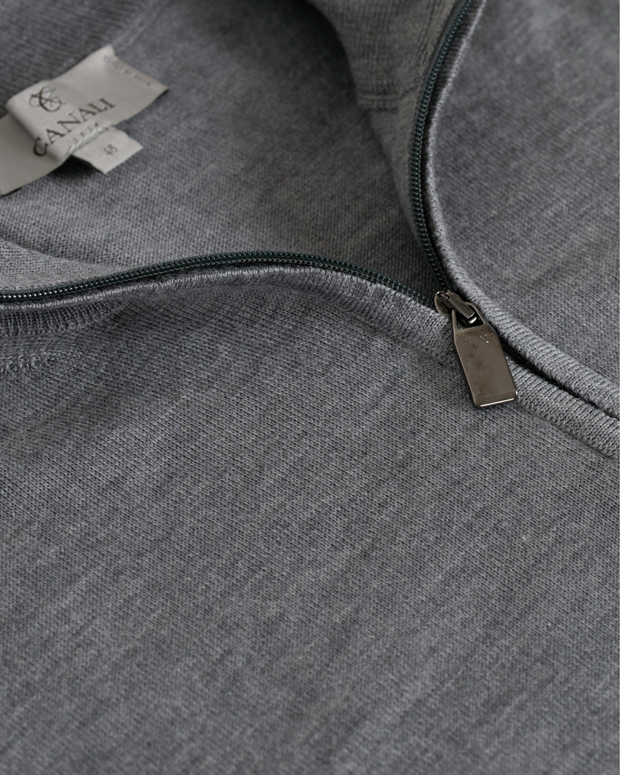 Homme | Pulls Et Tricots | Canali | Merino Wool Half Zip Sweater Grey Melange