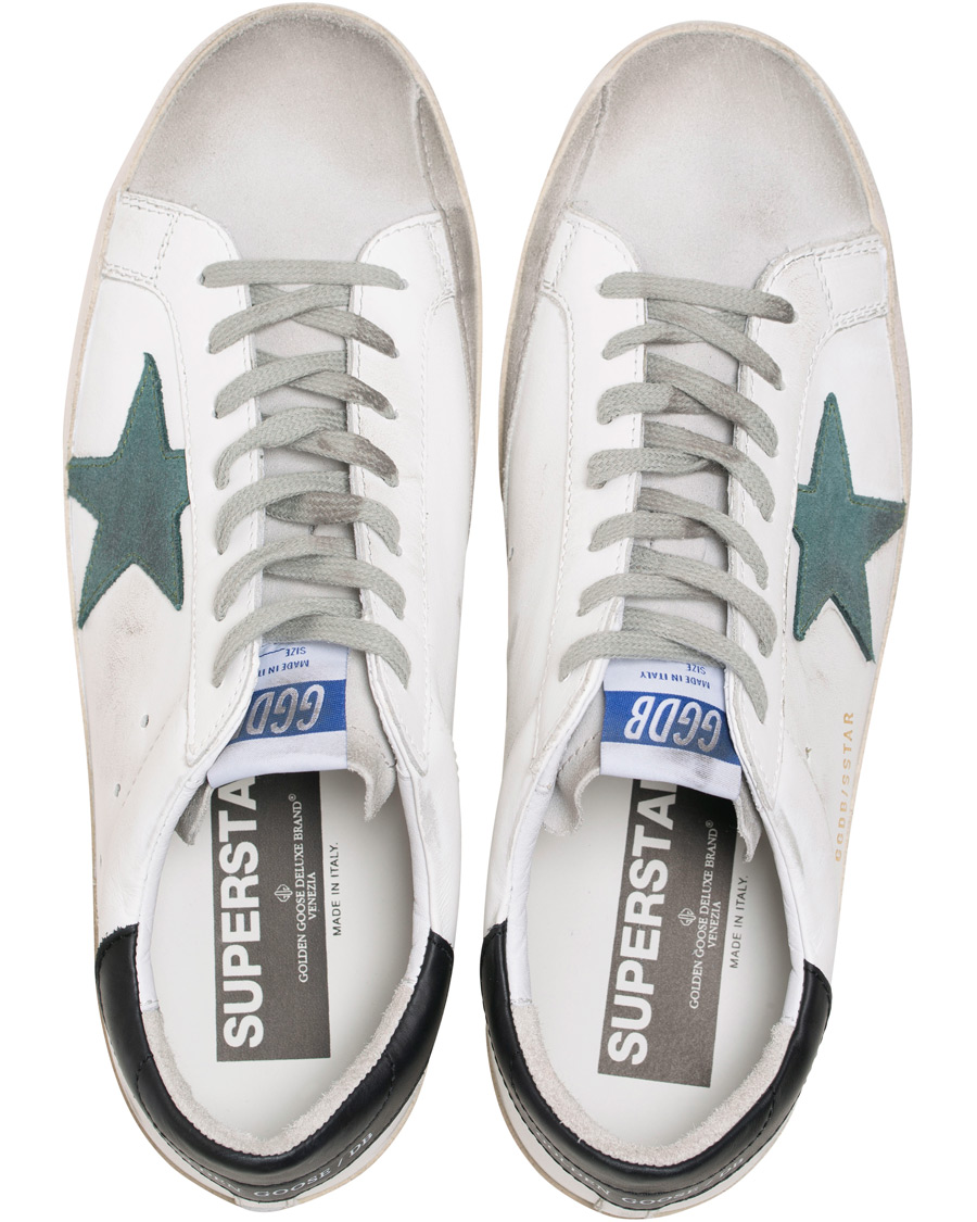 Homme | Golden Goose Deluxe Brand Green Star Superstar Sneaker White Calf | Golden Goose | Deluxe Brand Green Star Superstar Sneaker White Calf
