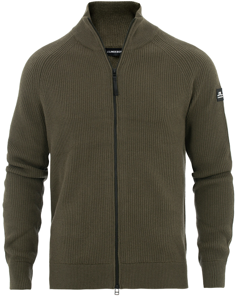 Homme | Pulls Et Tricots | J.Lindeberg | Carlo Cotton/Wool Full Zip Green