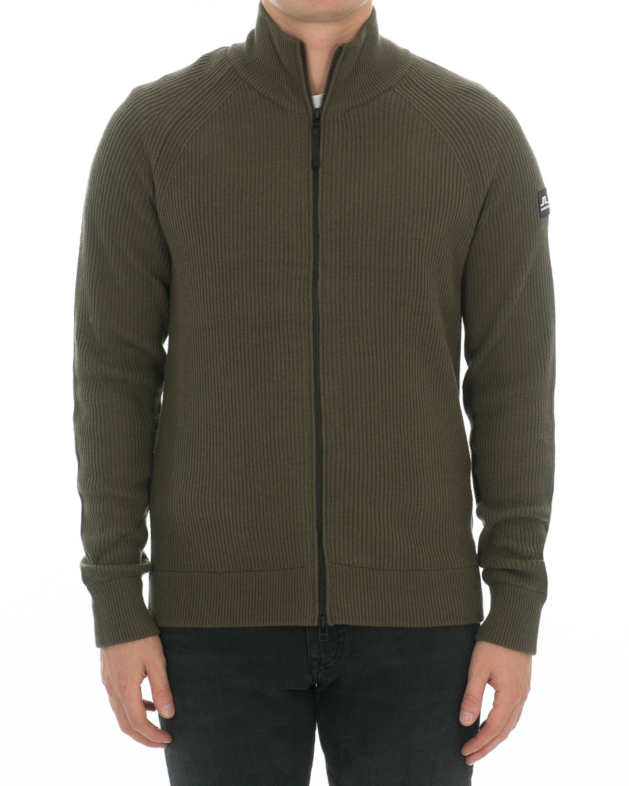 Homme | Pulls Et Tricots | J.Lindeberg | Carlo Cotton/Wool Full Zip Green