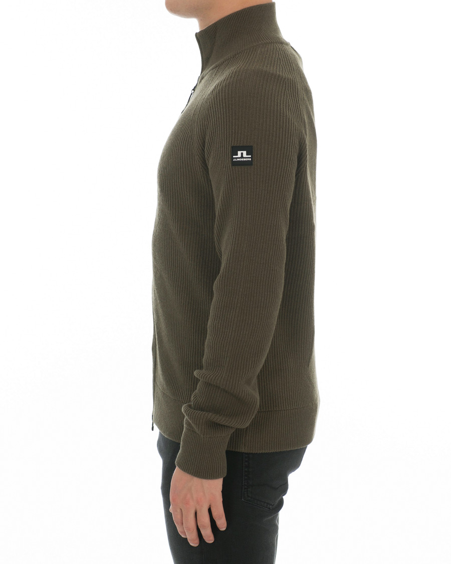 Homme | Pulls Et Tricots | J.Lindeberg | Carlo Cotton/Wool Full Zip Green