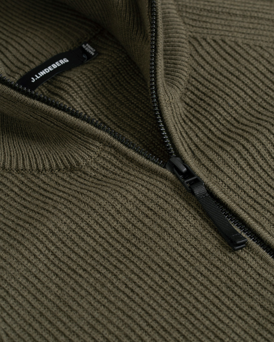 Homme | Pulls Et Tricots | J.Lindeberg | Carlo Cotton/Wool Full Zip Green