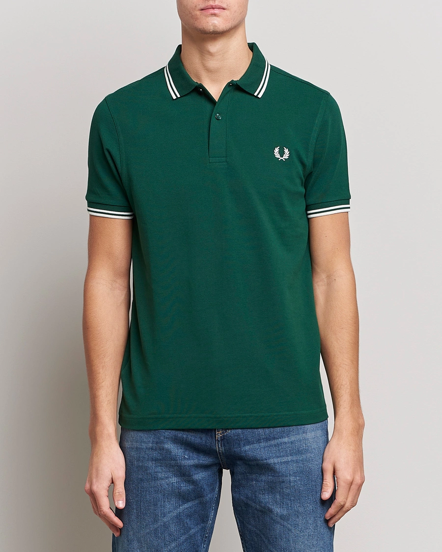 Homme | Polos | Fred Perry | Twin Tipped Polo Shirt Ivy/Snow White