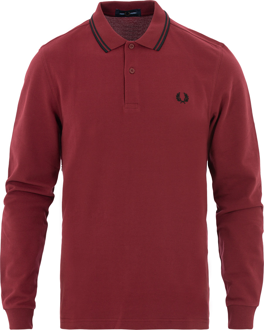Homme | Pulls Et Tricots | Fred Perry | Slim Fit Long Sleeve Polo Twin Tip Wine Red