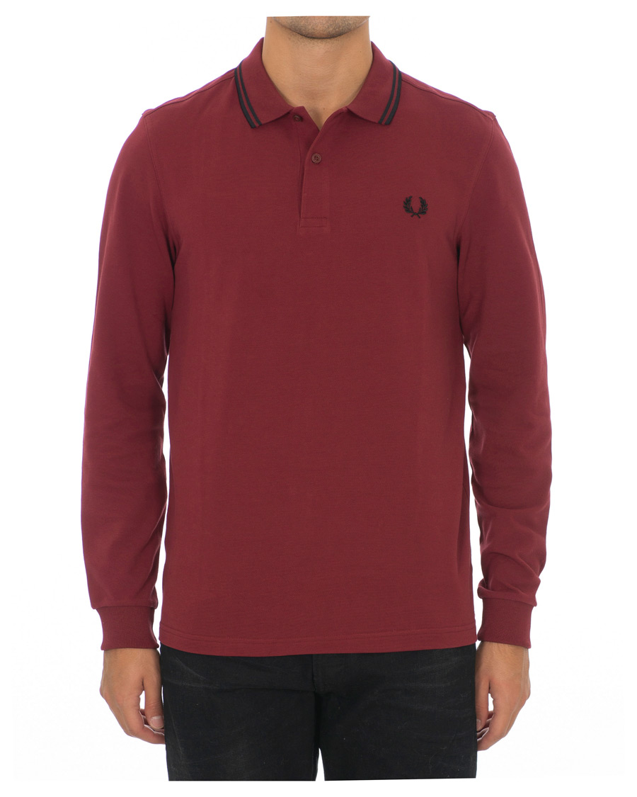 Homme | Pulls Et Tricots | Fred Perry | Slim Fit Long Sleeve Polo Twin Tip Wine Red