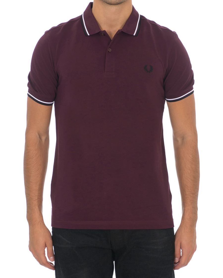Homme | Polos | Fred Perry | Slim Fit Polo Twin Tip Wine Red/White