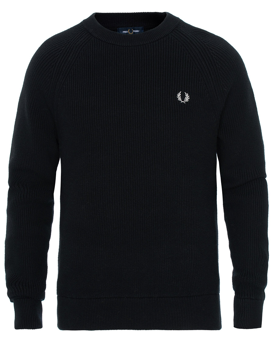 Homme | Pulls Et Tricots | Fred Perry | Ribbed Crew Neck Jumper Black
