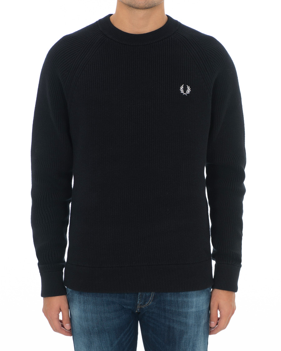 Homme | Pulls Et Tricots | Fred Perry | Ribbed Crew Neck Jumper Black