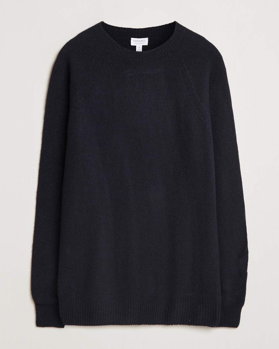 Homme | Pulls Et Tricots | Sunspel | Lambswool Crewneck Dark Navy Moiline
