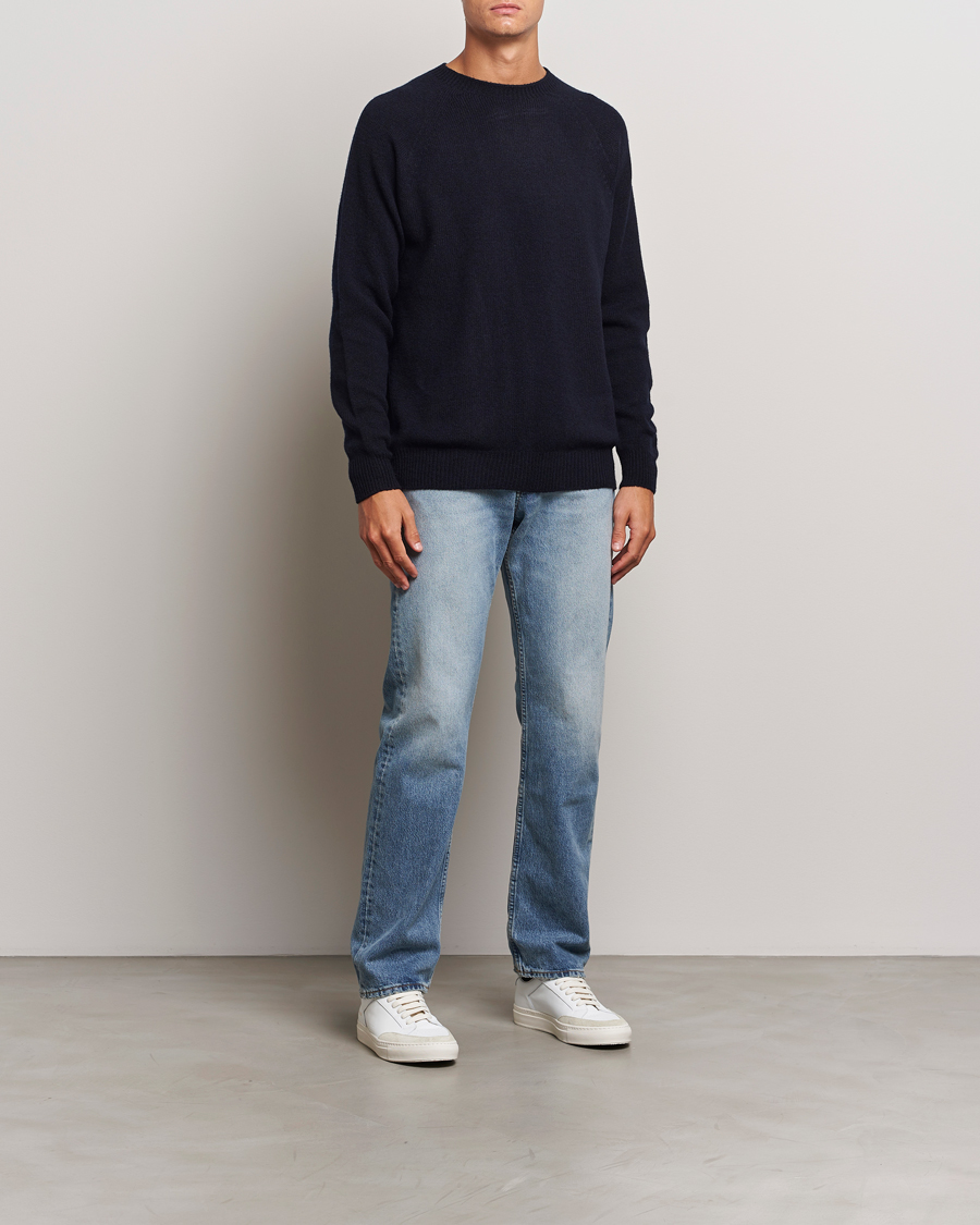 Homme | Pulls Et Tricots | Sunspel | Lambswool Crewneck Dark Navy Moiline