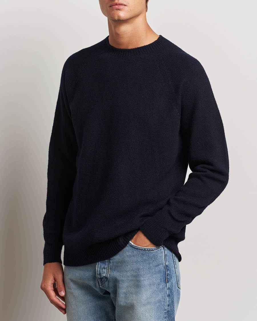 Homme | Pulls Et Tricots | Sunspel | Lambswool Crewneck Dark Navy Moiline