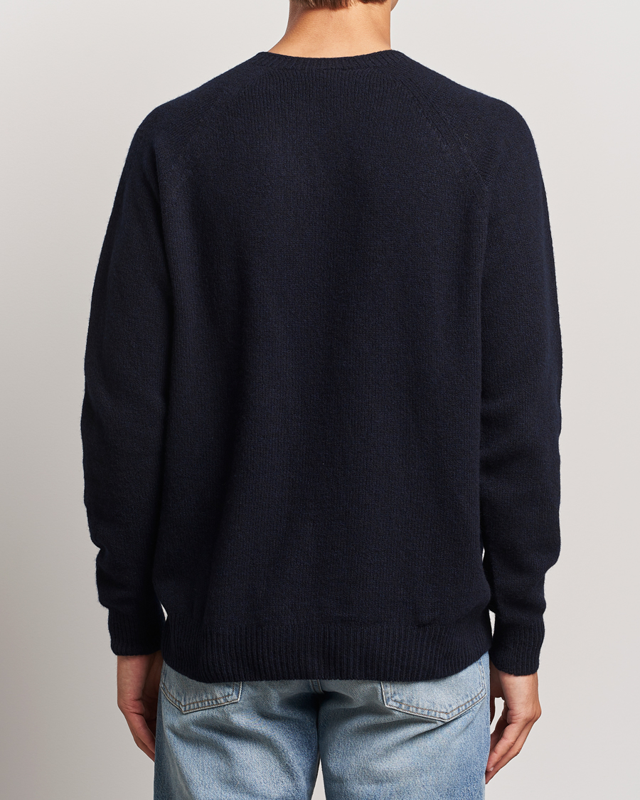 Homme | Pulls Et Tricots | Sunspel | Lambswool Crewneck Dark Navy Moiline