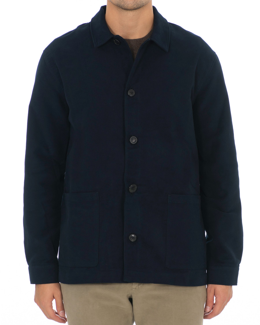 Homme | Chemises | Sunspel | Twin Pocket Moleskin Jacket Navy