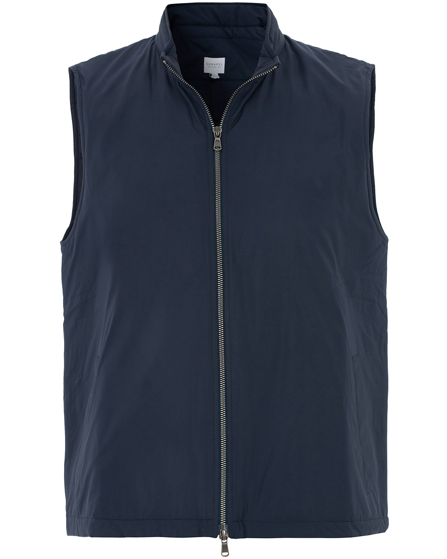 Homme | Manteaux Et Vestes | Sunspel | Padded Full Zip Gilet Navy