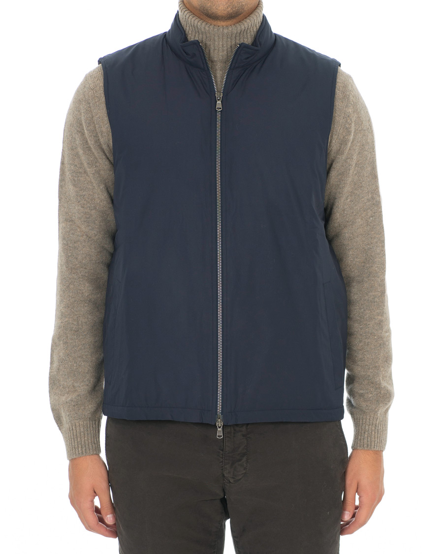 Homme | Manteaux Et Vestes | Sunspel | Padded Full Zip Gilet Navy