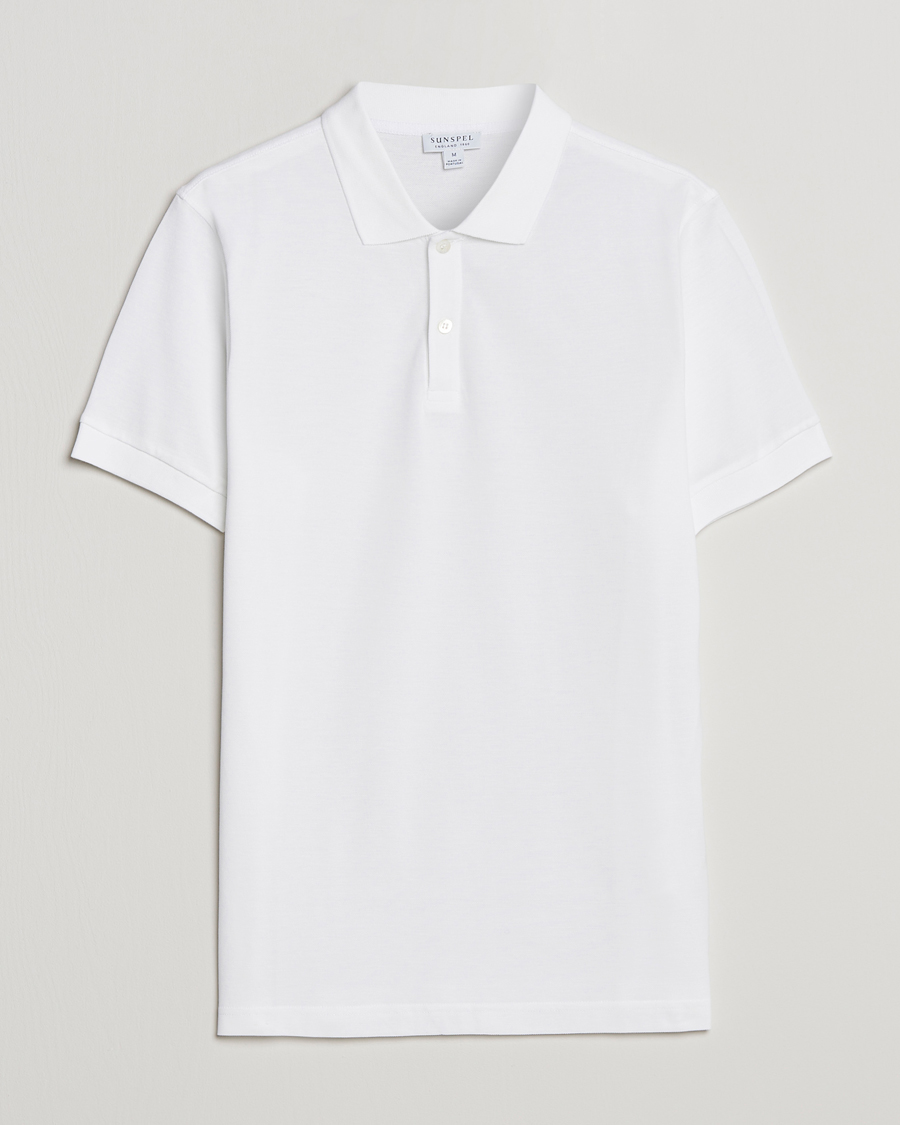 Homme | Polos | Sunspel | Short Sleeve Pique Polo White