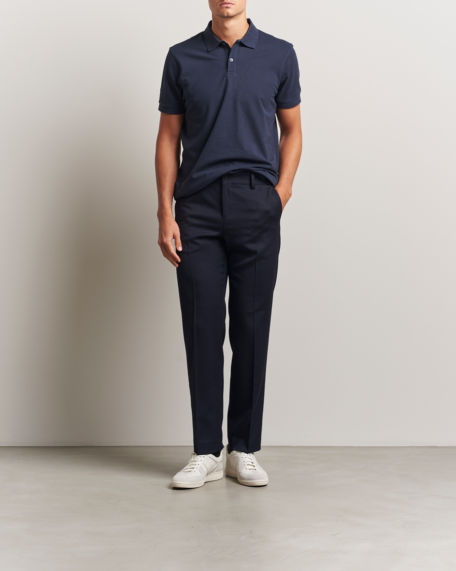 Homme | Polos | Sunspel | Short Sleeve Pique Polo Navy