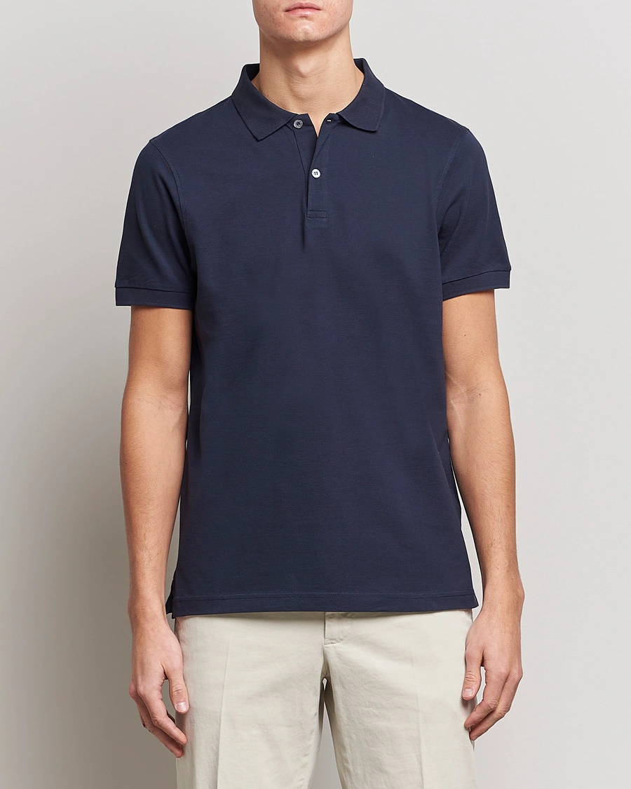 Homme | Polos À Manches Courtes | Sunspel | Short Sleeve Pique Polo Navy
