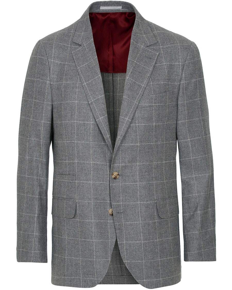 Homme | Blazers | Brunello Cucinelli | Windowpane Check Blazer Light Grey