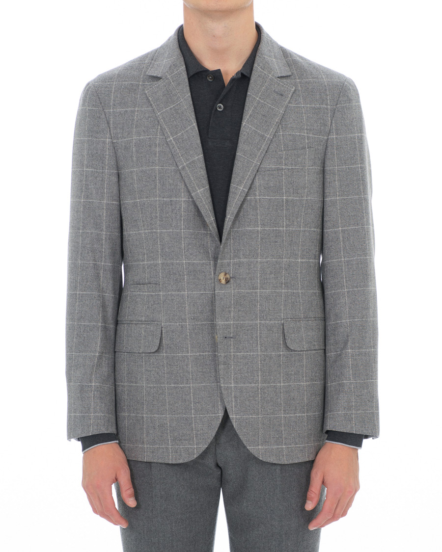 Homme | Blazers | Brunello Cucinelli | Windowpane Check Blazer Light Grey