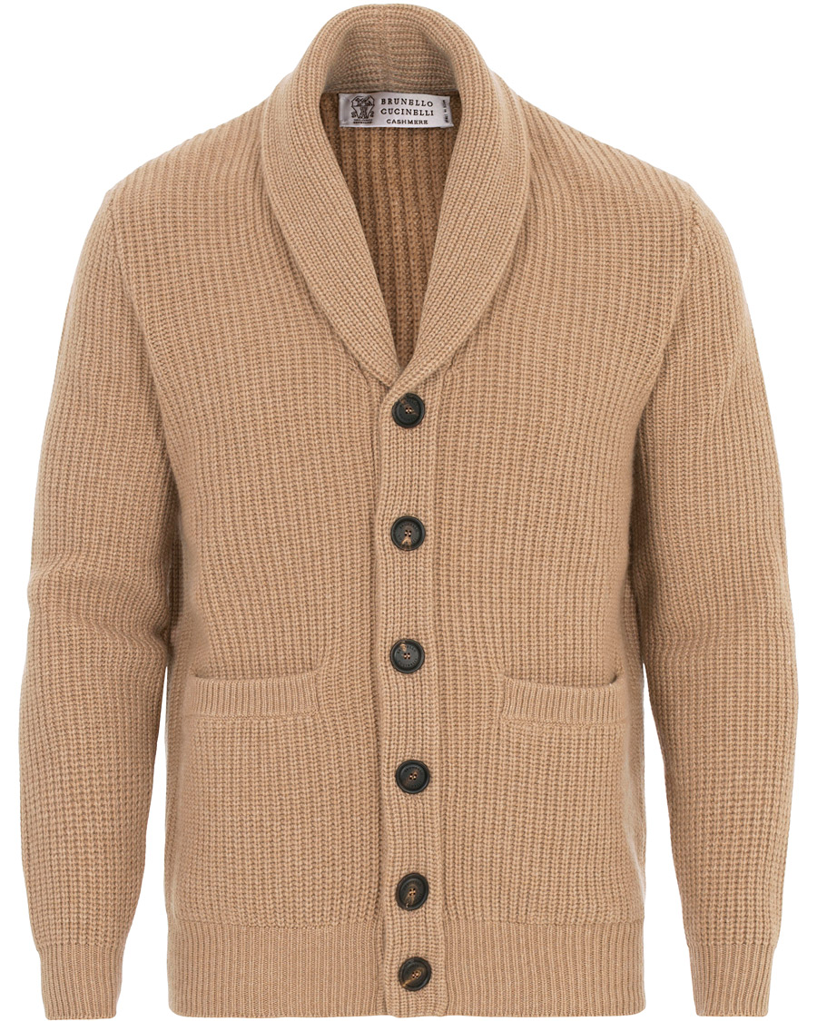Homme | Pulls Et Tricots | Brunello Cucinelli | Cashmere Blend Shawl Collar Cardigan Camel