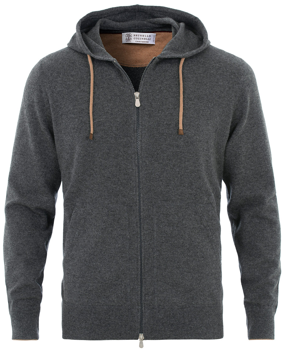 Homme | Pulls Et Tricots | Brunello Cucinelli | Cashmere Zip Hoodie Dark Grey