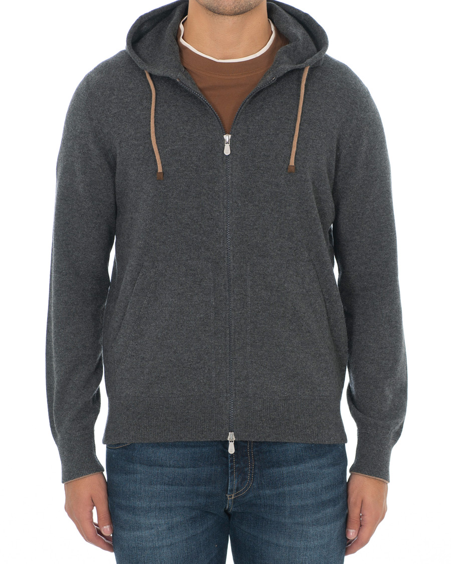Homme | Pulls Et Tricots | Brunello Cucinelli | Cashmere Zip Hoodie Dark Grey