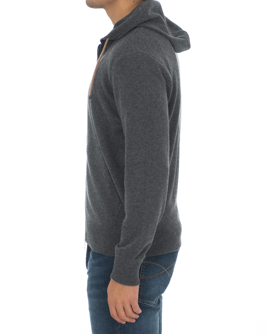 Homme | Pulls Et Tricots | Brunello Cucinelli | Cashmere Zip Hoodie Dark Grey