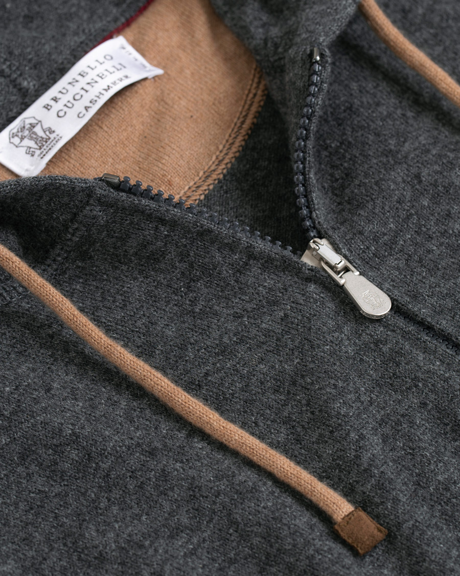Homme | Pulls Et Tricots | Brunello Cucinelli | Cashmere Zip Hoodie Dark Grey