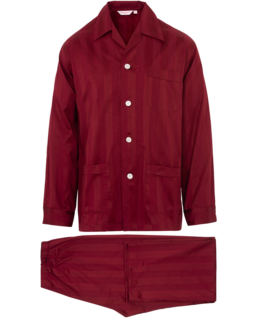 Homme | Peignoirs Et Pyjamas | Derek Rose | Cotton Satin Striped Pyjama Set Wine Red