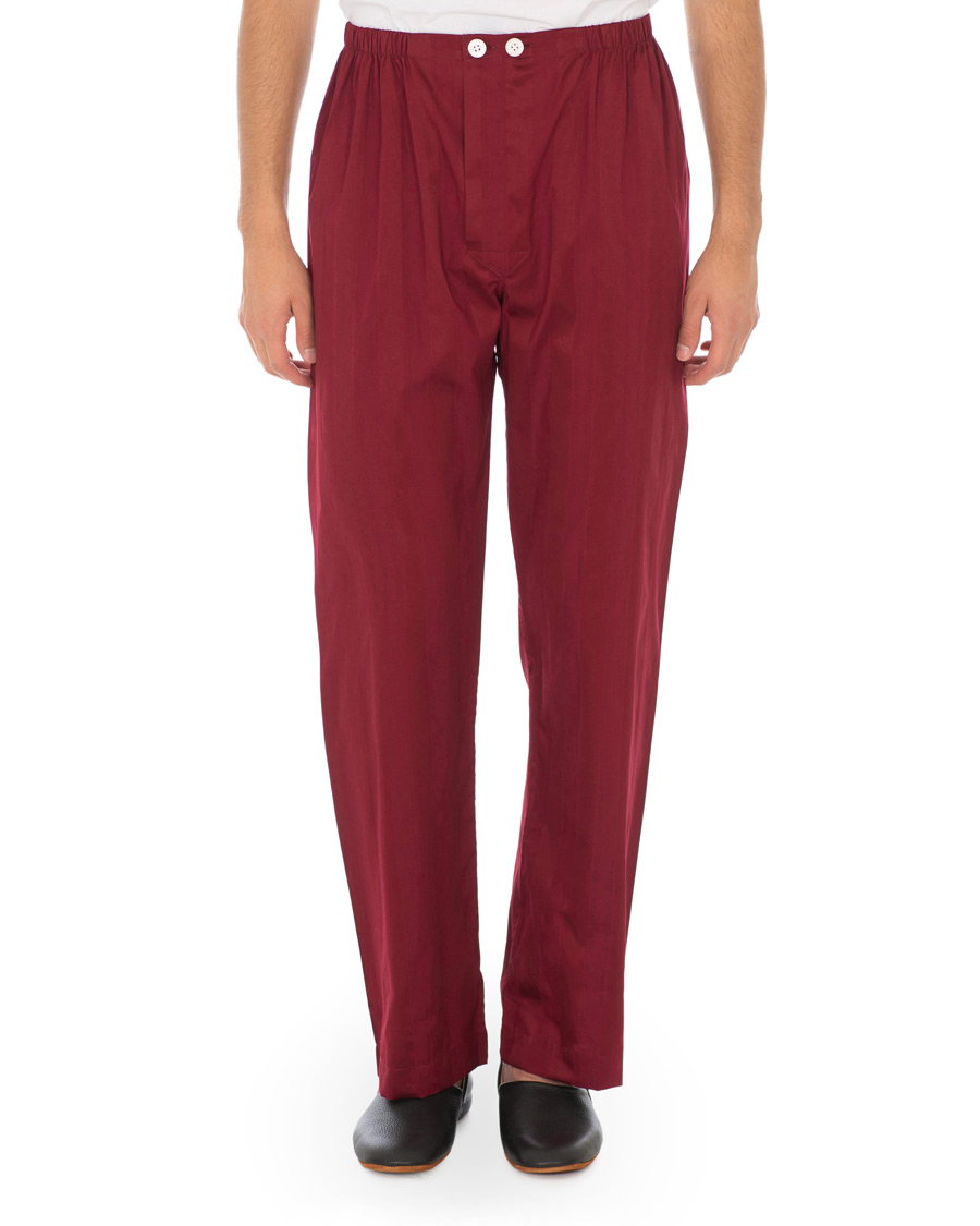 Homme | Peignoirs Et Pyjamas | Derek Rose | Cotton Satin Striped Pyjama Set Wine Red