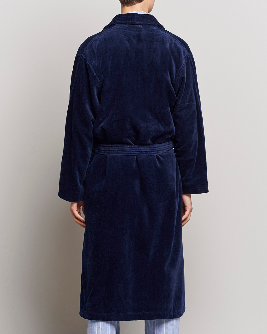 Homme | Peignoirs Et Pyjamas | Derek Rose | Cotton Velour Gown Navy
