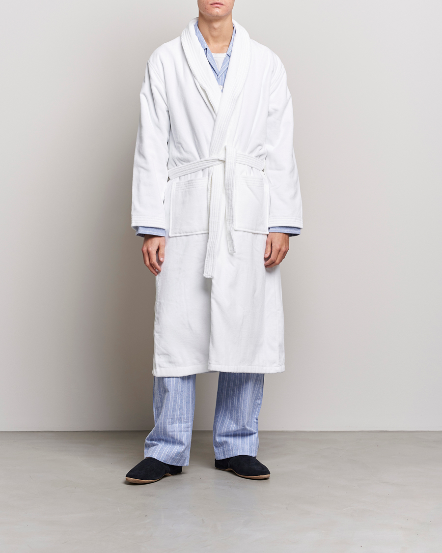 Homme | Derek Rose Cotton Velour Gown White | Derek Rose | Cotton Velour Gown White