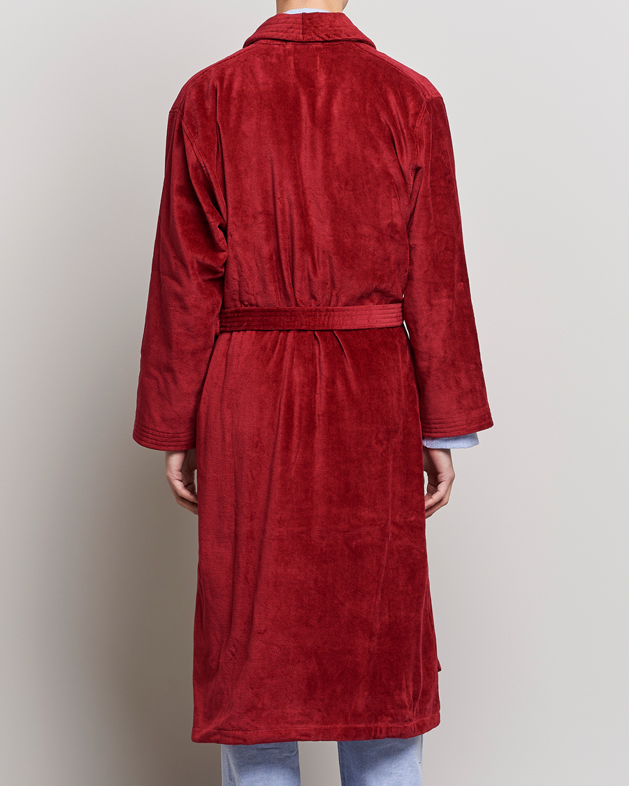 Homme | Peignoirs Et Pyjamas | Derek Rose | Cotton Velour Gown Wine Red